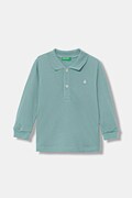 United Colors of Benetton longsleeve bawełniany dziecięcy kolor turkusowy gładki 3089G3009