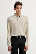 Calvin Klein longsleeve bawełniany kolor beżowy gładki LV040EM909