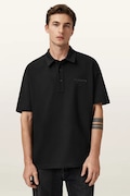 AllSaints polo in cotone XANDER uomo colore nero M071PC