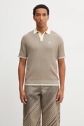 Filling Pieces polo de bumbac Fine Knit Polo culoarea bej, uni, 422570500127