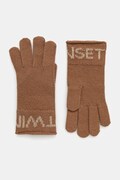 Rukavice s prímesou vlny Twinset hnedá farba, 252TA4252