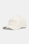 BOSS czapka z daszkiem bawełniana kolor beżowy 50544386
