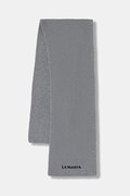 Vlnený šál La Mania MERINOWOOL šedá farba, jednofarebný, MERINOWOOL