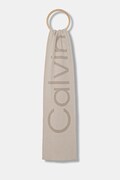 Vlněná šála Calvin Klein pánská, béžová barva, vzorovaná, LV04D8030G