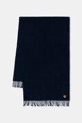 Maison Kitsuné szalik wełniany Fox Head kolor granatowy gładki PM06201WB0044