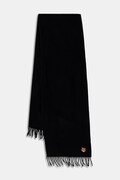 Maison Kitsuné szalik wełniany Fox Head kolor czarny gładki PM06201WB0044