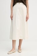 Бавовняна спідниця United Colors of Benetton колір бежевий midi розкльошена 494BD0058