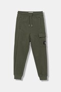 Dětské bavlněné tepláky Calvin Klein Jeans zelená barva, IB0IB02199