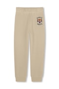 Kenzo Kids pantaloni de trening din bumbac pentru copii culoarea bej, cu imprimeu, K61455