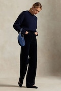 Polo Ralph Lauren spodnie sztruksowe damskie kolor granatowy proste high waist 211A87463