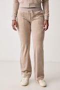 Juicy Couture spodnie dresowe damskie welurowe DEL RAY zielone low waist JCAP180