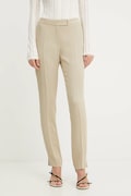 BOSS spodnie damskie kolor beżowy dopasowane high waist 50541990