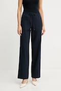 BOSS spodnie bawełniane damskie kolor granatowy proste high waist 50543268