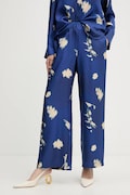 MM spodnie jedwabne HELGA damskie kolor niebieski szerokie high waist 2526136037600