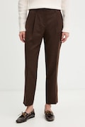 Weekend Max Mara pantaloni din lână CALDAIA culoarea maro, fason chinos, high waist, 2525136152600