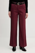 Sisley spodnie damskie kolor bordowy szerokie high waist 4AI6LE03G
