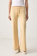 Juicy Couture pantaloni flare da donna in velluto LAYLA LOW RISE POCKET GOLD beige low waist JCSEBJ001G