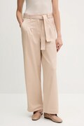 Calvin Klein Jeans pantaloni culoarea bej, drept, high waist, LV044D639G