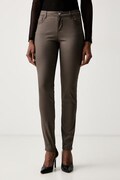 Morgan spodnie slim fit damskie z bawełną brązowe low waist PALAO