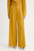 Nohavice s prímesou vlny ISABELLE BLANCHE žltá farba, rovný strih, vysoký pás, IS25FW-P036-T002