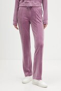Juicy Couture pantaloni de trening din velur culoarea violet, cu imprimeu, JCWBJ225307