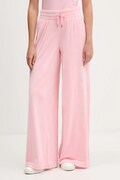 Juicy Couture spodnie dresowe welurowe damskie kolor różowy z aplikacją JCWBJ225309