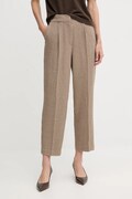 United Colors of Benetton spodnie damskie kolor beżowy proste high waist 44BWDF0AE