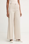 Haveone pantaloni culoarea bej, lat, high waist, PGE-P065