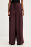 Haveone spodnie damskie kolor bordowy szerokie high waist PGE-P065
