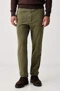 BOSS nohavice chinos pánske bavlnené s elastanom H-Kane1 zelené regular waist 50543304