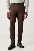 BOSS штани slim fit чоловічі з бавовною P-Kaiton1-Zip коричневі regular waist 50543945