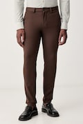 BOSS штани slim fit чоловічі з бавовною P-Kaiton1-Zip коричневі regular waist 50543945