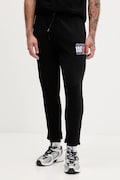 Tommy Jeans pantaloni de trening din bumbac culoarea negru, cu imprimeu, DM0DM22094