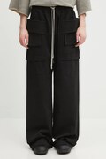 Rick Owens DRKSHDW pantaloni in cotone Creatch Wide Cargo Drawstring uomo colore nero DU02E7394.TW