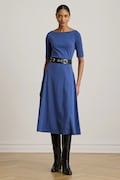Lauren Ralph Lauren sukienka rozkloszowana z bawełną niebieska gładka 200973599