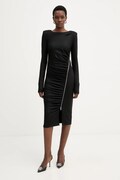 Šaty s prímesou vlny Pinko čierna farba, mini, priliehavé, 106126 A2ZU
