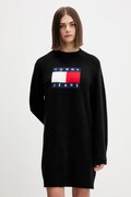 Φόρεμα από μείγμα μαλλιού Tommy Jeans χρώμα: μαύρο, DW0DW21462