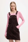 Tommy Jeans sukienka sztruksowa kolor brązowy mini rozkloszowana DW0DW21494