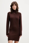 Tommy Jeans sukienka bawełniana kolor brązowy mini dopasowana DW0DW21958