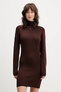 Tommy Jeans sukienka bawełniana kolor brązowy mini dopasowana DW0DW21958