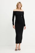 Armani Exchange rochie culoarea negru, midi, mulată, XW001313 AF10352