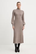 Luisa Spagnoli rochie din lână culoarea maro, maxi, mulată, 100209