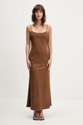 Bardot sukienka kolor brązowy midi rozkloszowana 59194DB3