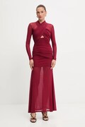 Bardot sukienka kolor bordowy maxi dopasowana 59987DB