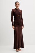 Bardot sukienka kolor brązowy maxi dopasowana 59987DB