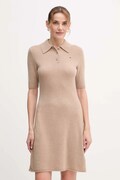 Vlněné šaty Tommy Hilfiger béžová barva, mini, WW0WW46436