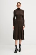 Vlnené šaty Tommy Hilfiger zelená farba, midi, áčkový strih, WW0WW47303