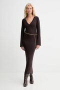 MICHAEL Michael Kors rochie cu lână culoarea maro, maxi, mulată, MF5835G4VR