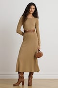 Lauren Ralph Lauren sukienka bawełniana brązowa w prążki 200979711