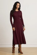 Lauren Ralph Lauren sukienka bawełniana bordowa w prążki 200979711